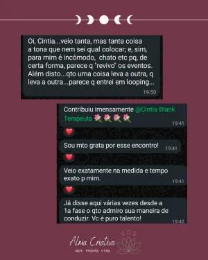Mensagens de participantes do círculo Alma Criativa, partilhadas no grupo (3 de 12)